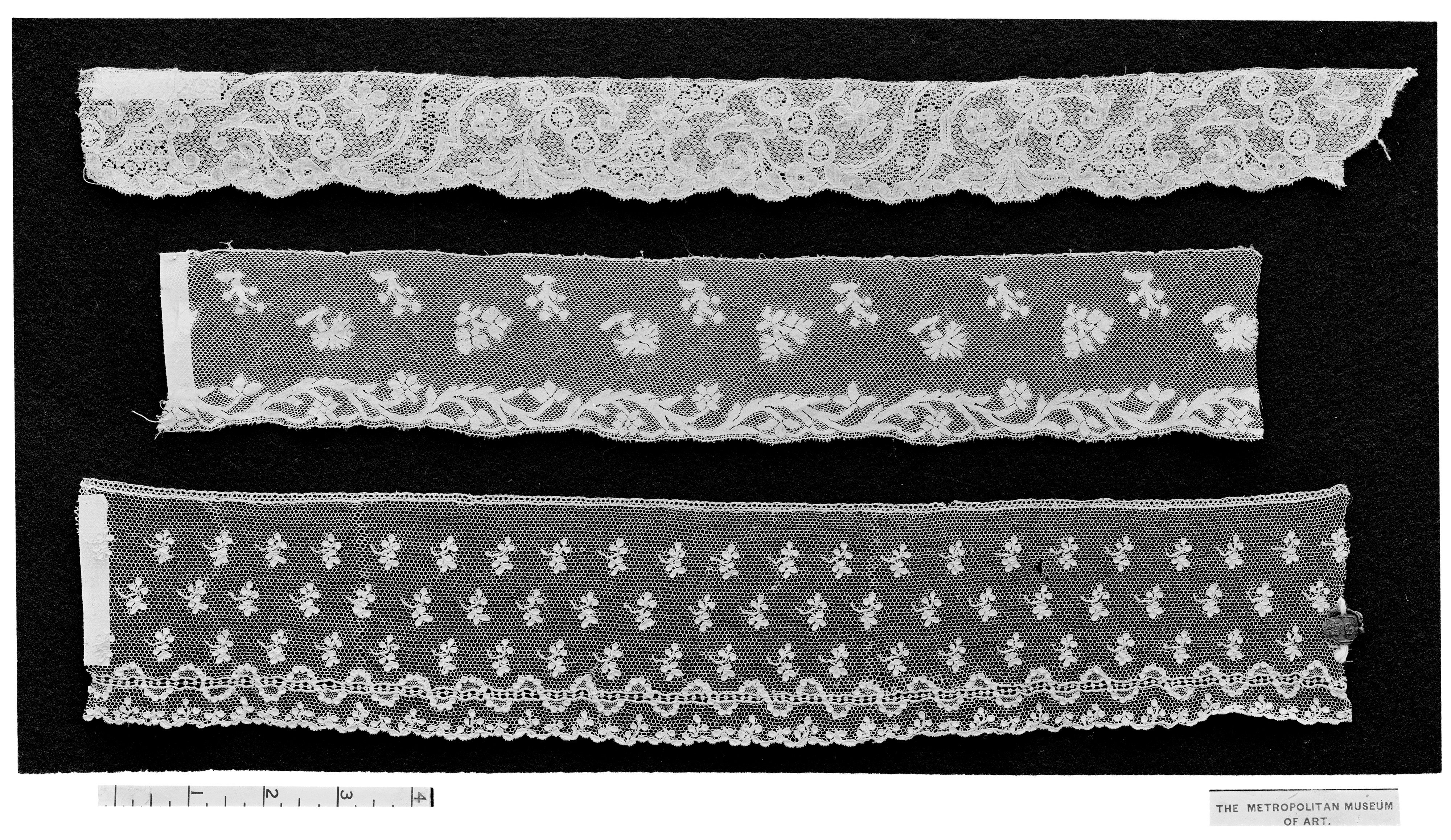 Three Antique Lace Trim Samples