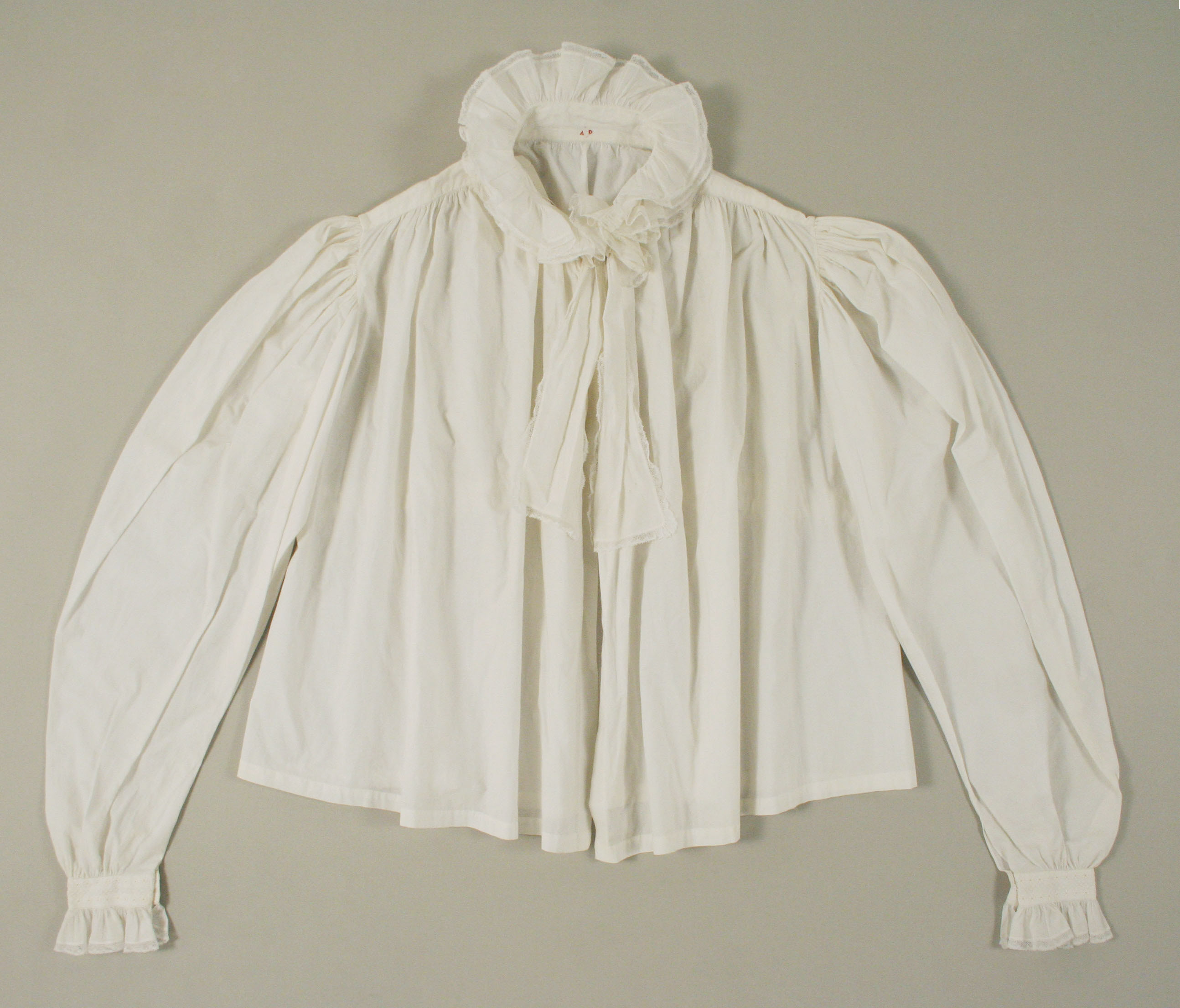 White Ruffled Long-sleeve Blouse