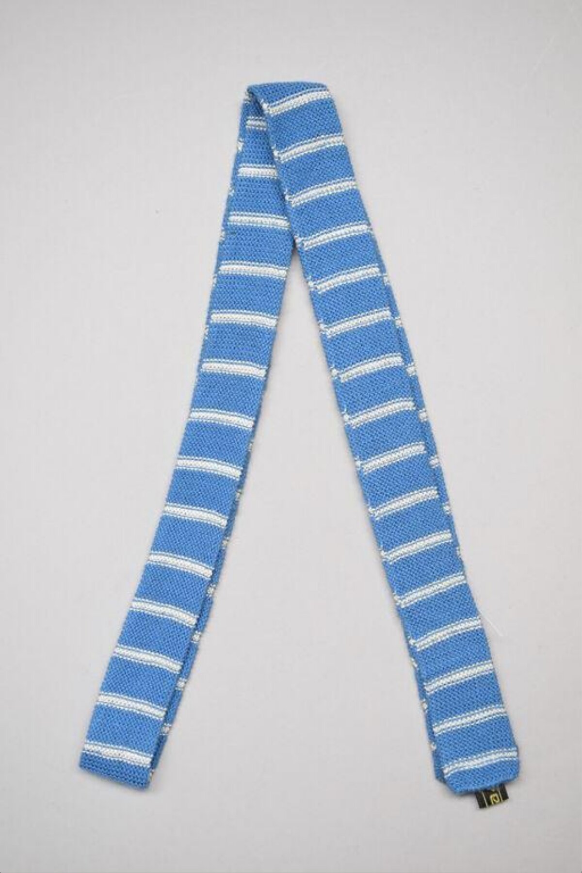 Blue White Striped Knitted Tie
