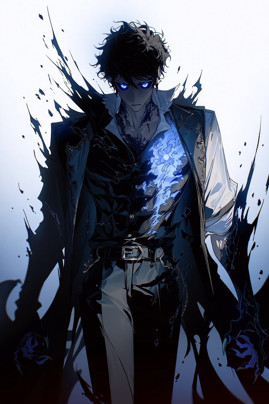 Anime Warrior With Glowing Blue Powers
