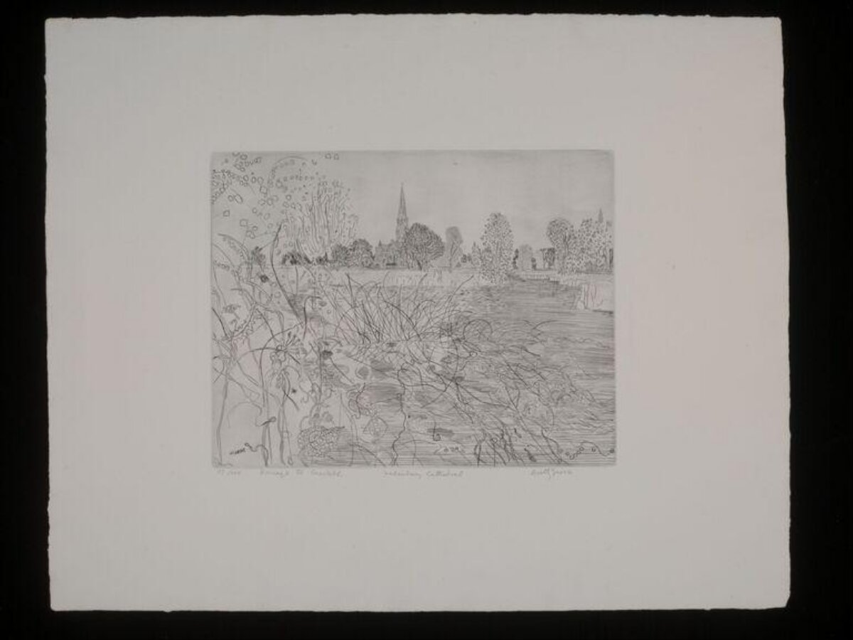 Salisbury Cathedral Landscape Etching