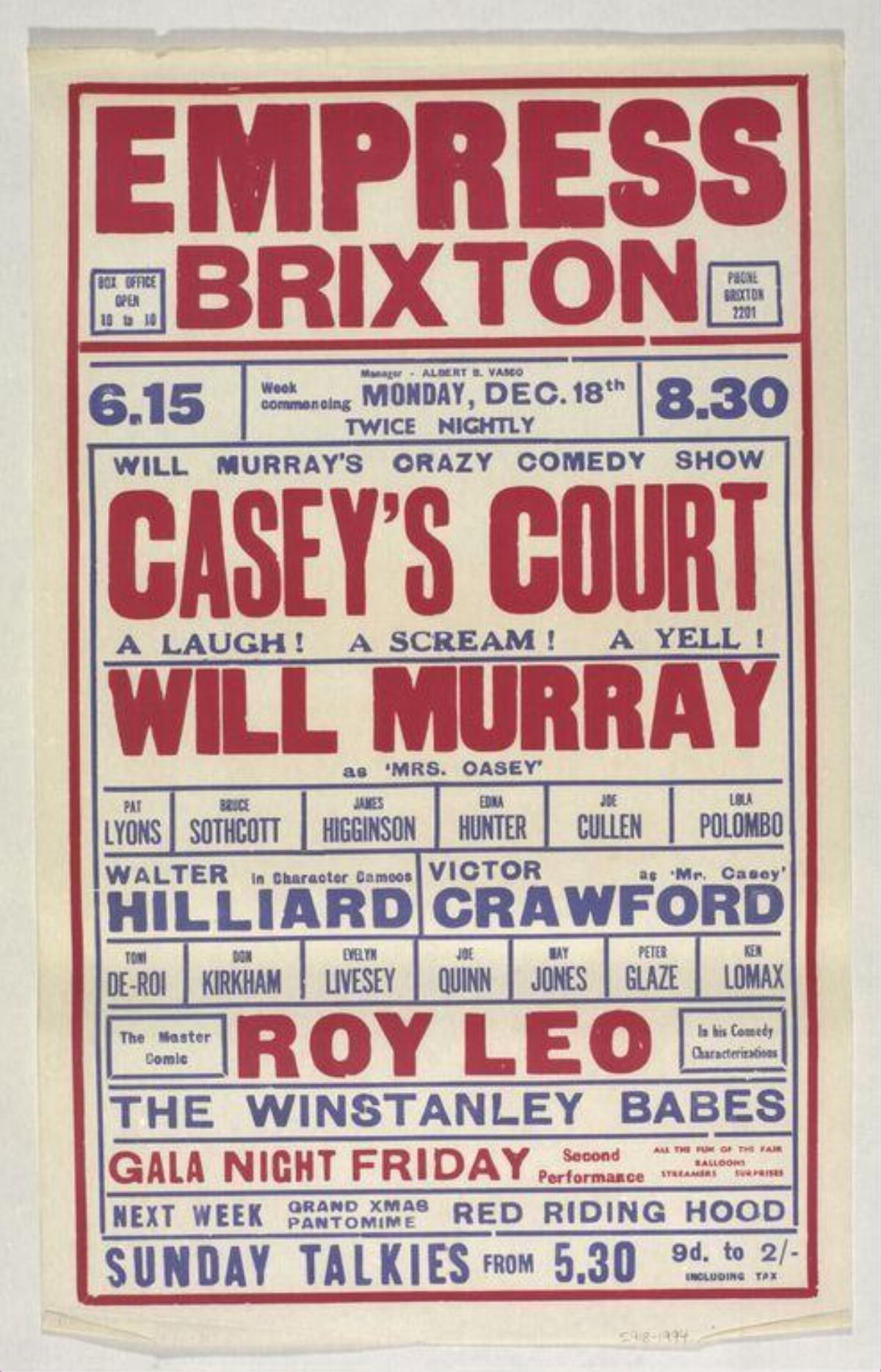 Vintage Empress Brixton Theater Show Poster