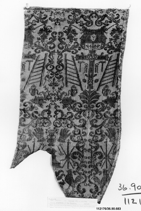Antique Passion Symbols Velvet Textile Fragment