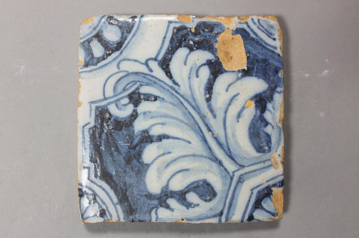 Ancient Blue and White Ceramic Tile
