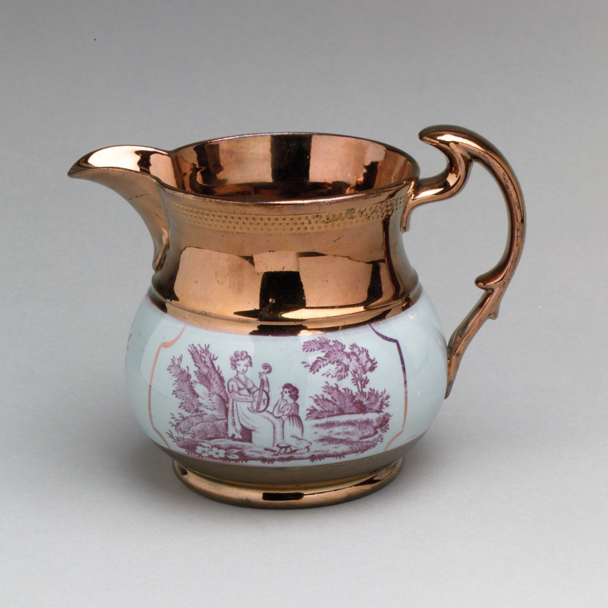 Vintage Copper Lustre Ceramic Pitcher