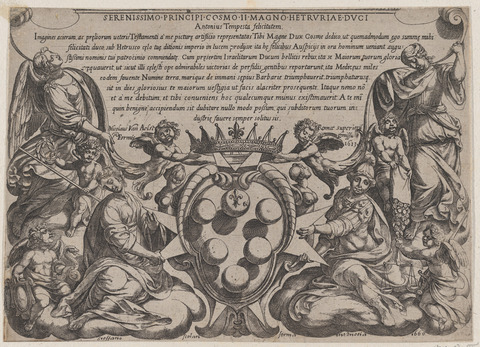 17th Century Medici Coat of Arms Engraving
