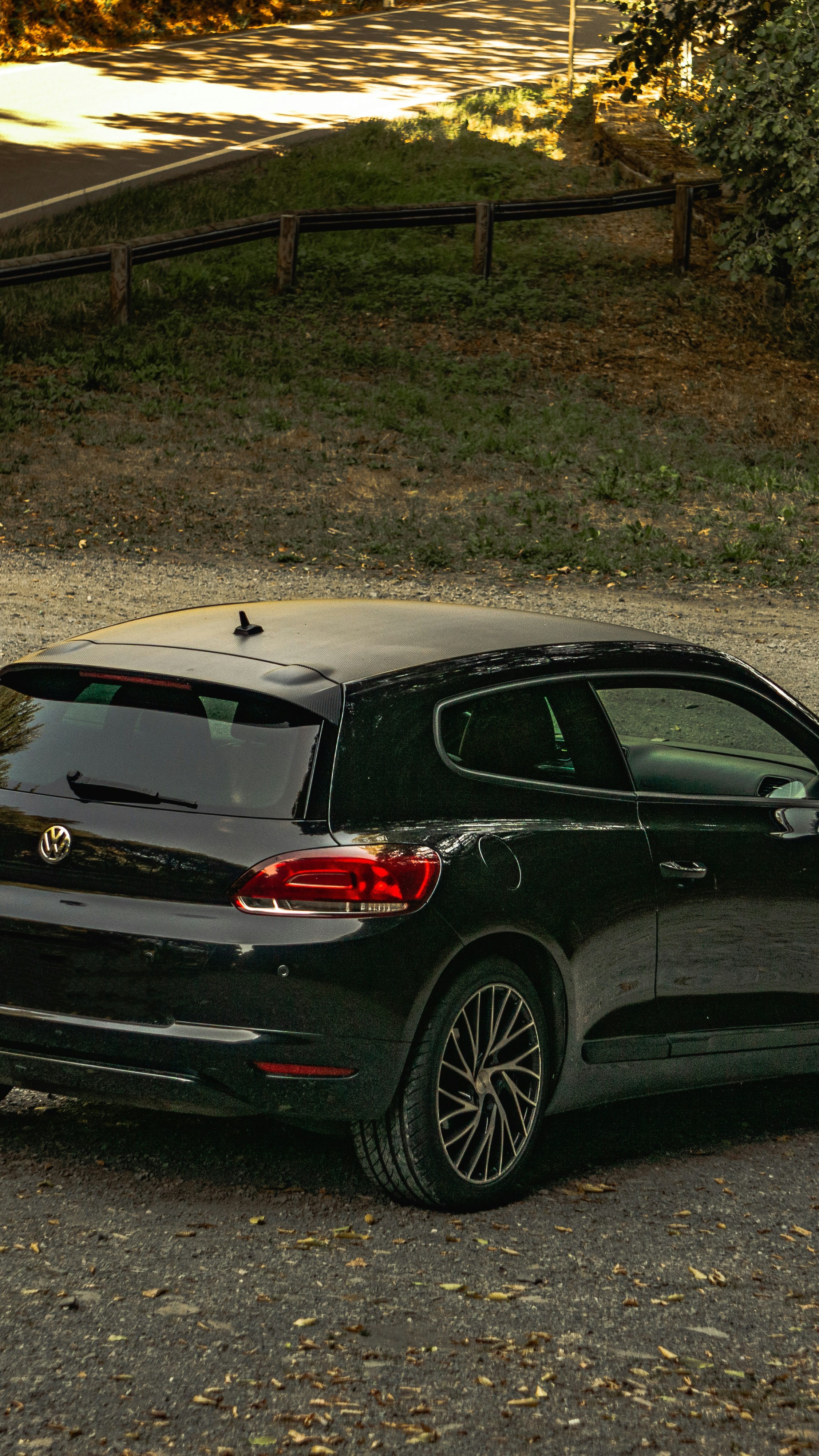 Black Volkswagen Parked in Countryside