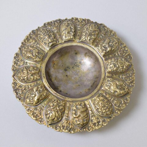 Gilt Carved Antique Silver Bowl
