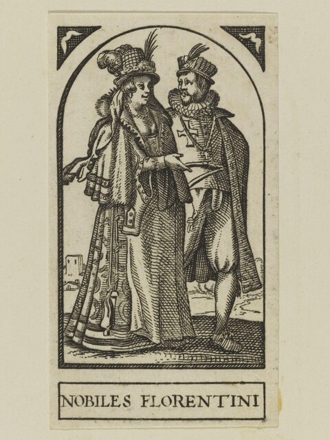 Florentine Nobles Antique Engraving