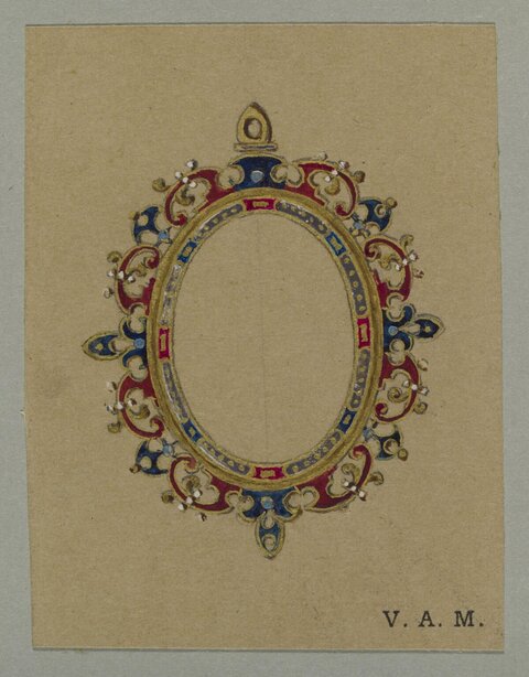 Enamel Oval Pendant Frame Design Sketch