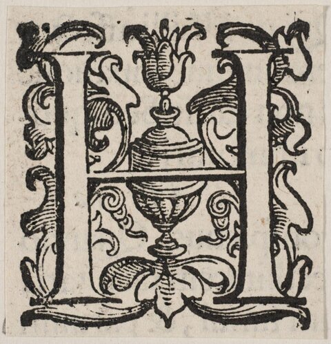 Ornate Woodcut Initial Letter H