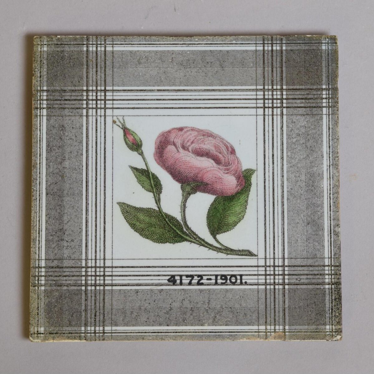 Vintage Pink Rose Printed Ceramic Tile