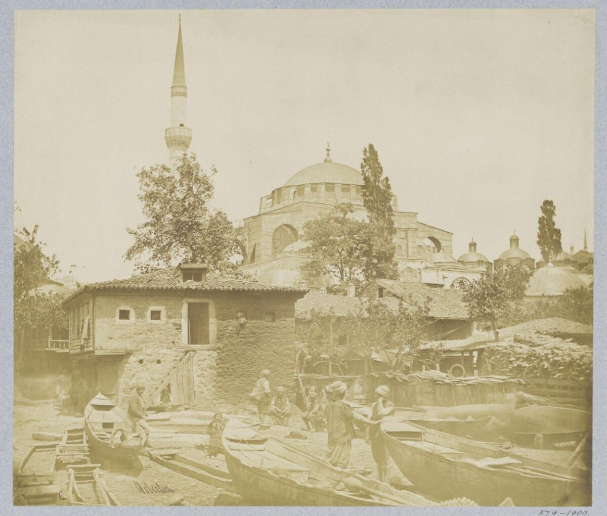 1900 Waterfront Mosque Shore Scene