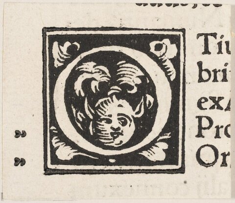 Woodcut Printer's Ornament With Cherub Head