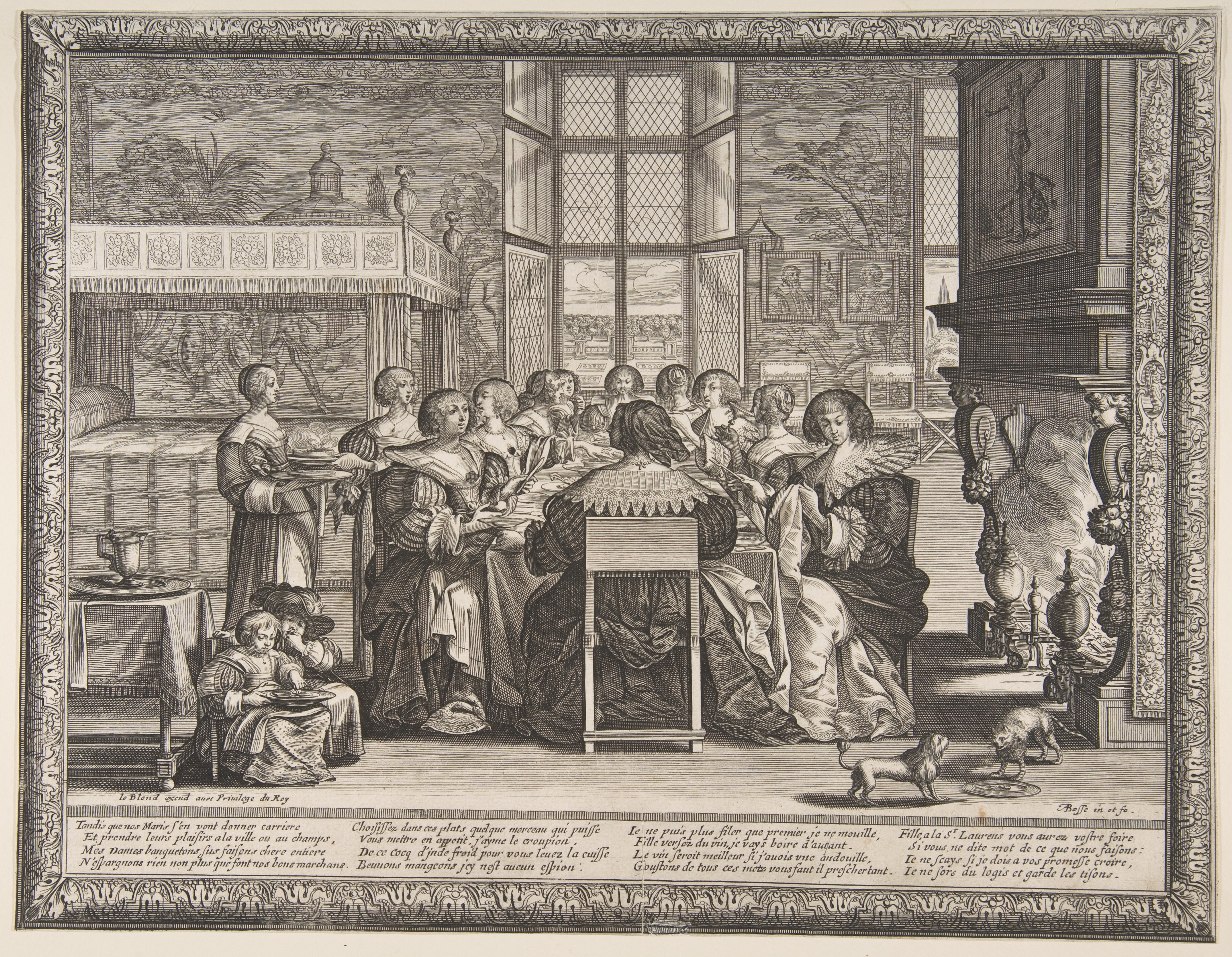 17th Century Noble Women's Banquet Engraving