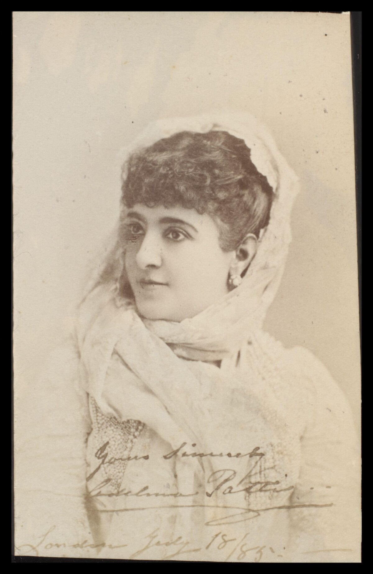 Signed 1885 Portrait of Adelina Patti