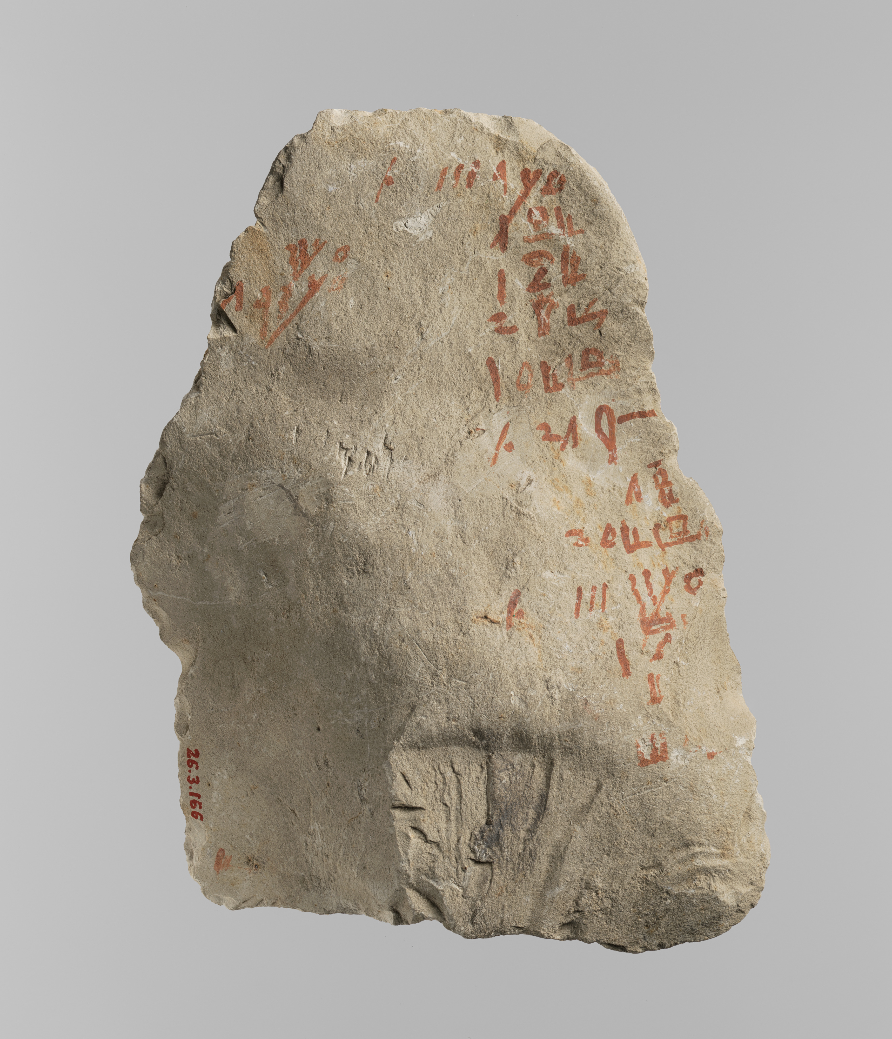 Ancient Ostracon with Red Hieroglyphs