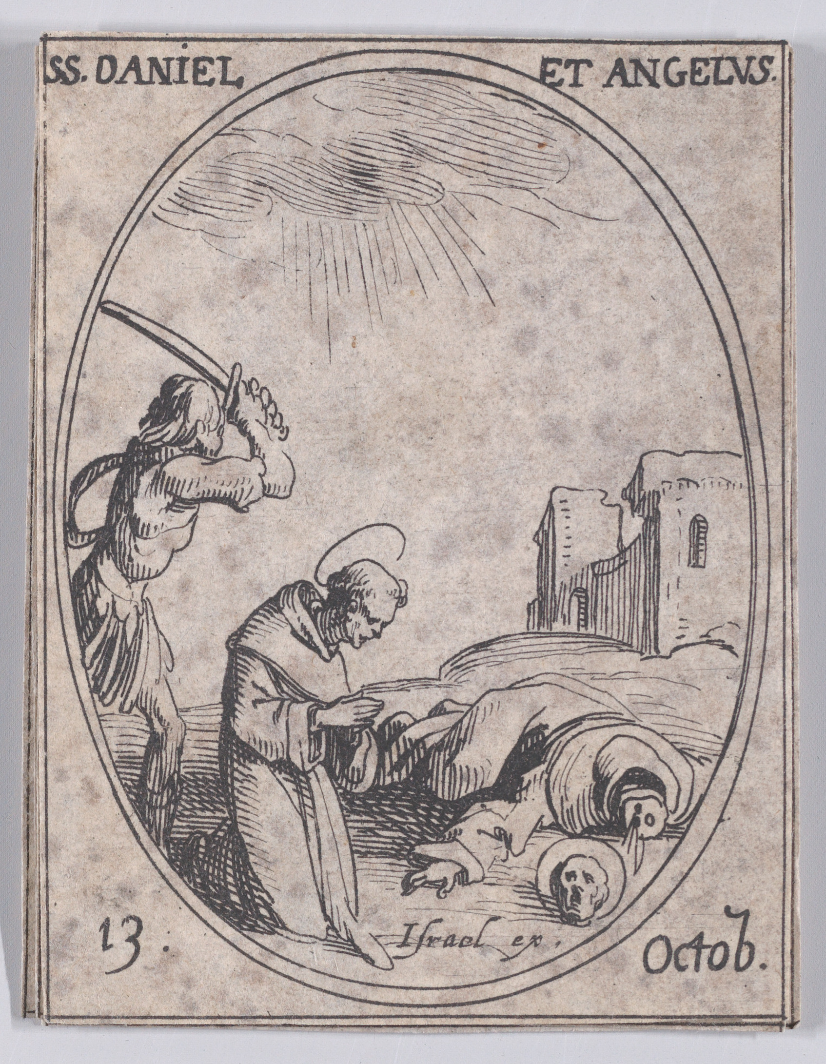 Vintage Etching of Saints Daniel and Angelus