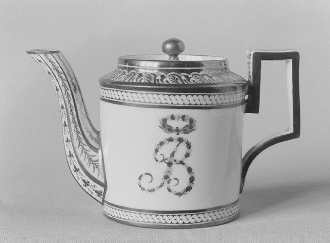 Vintage Monogrammed Porcelain Teapot