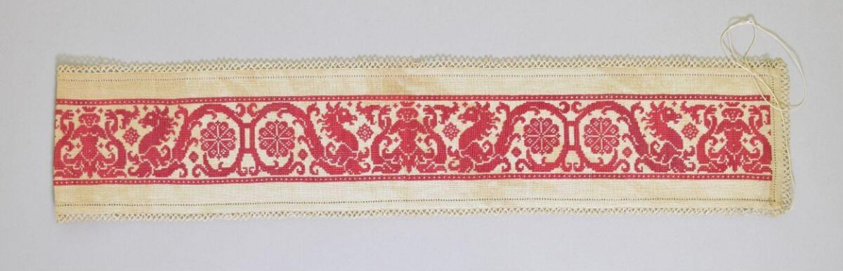 Traditional Red Embroidered Textile Band