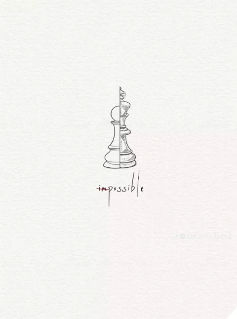 Split Chess Piece Impossible Tattoo Sketch