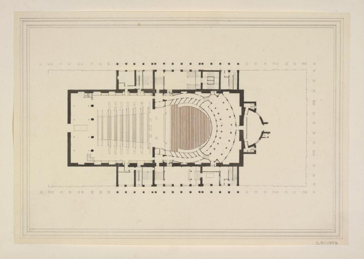 Vintage Auditorium Architectural Floor Plan