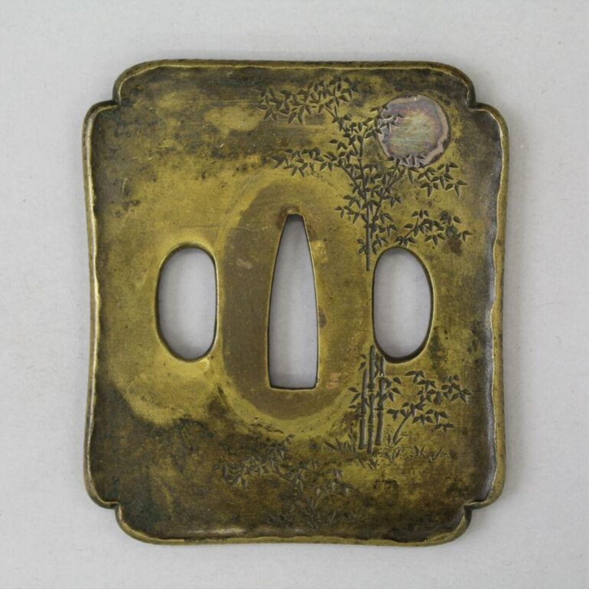 Brass Bamboo Engraved Sword Tsuba