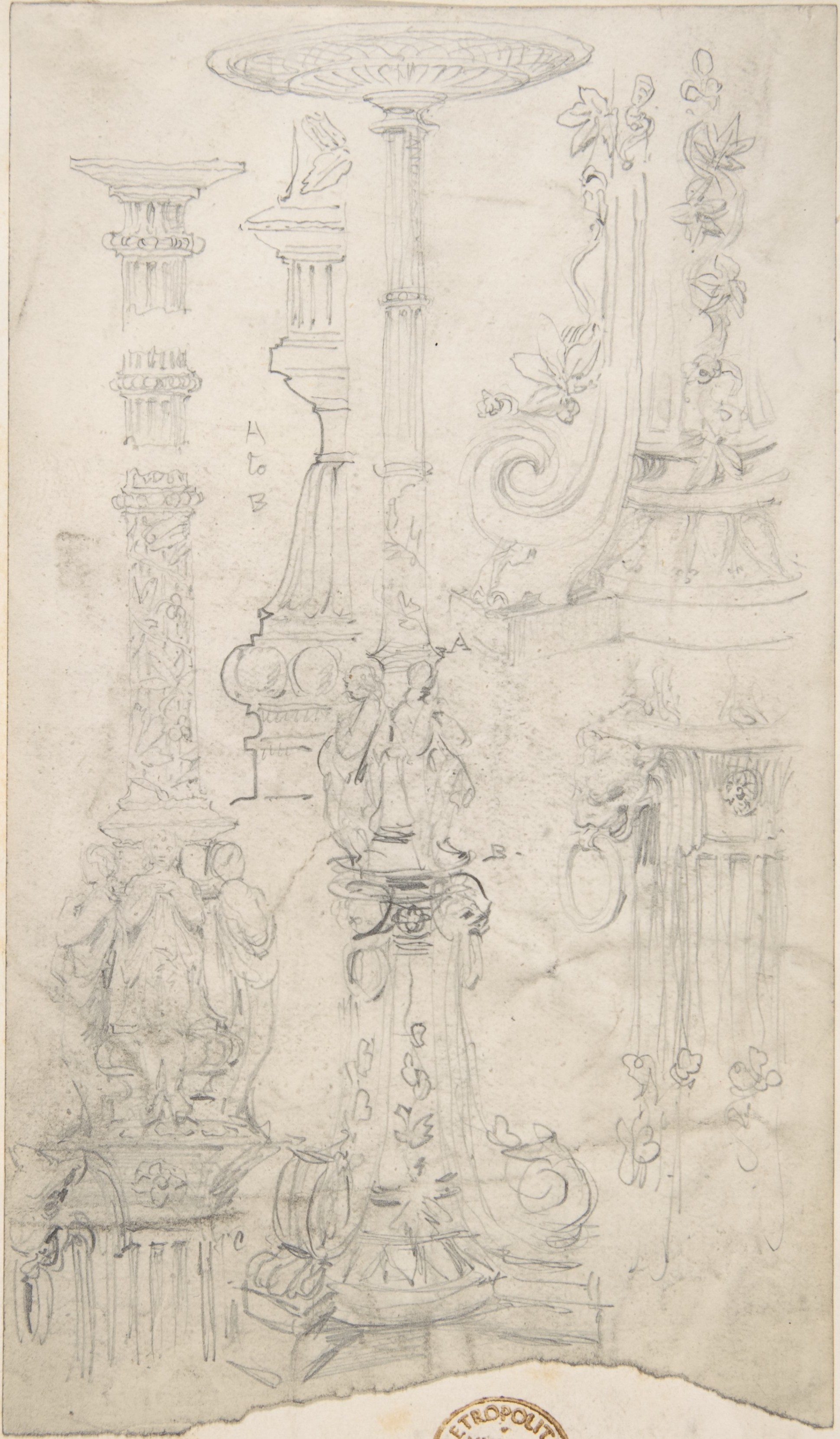 Pencil Sketches of Architectural Ornaments