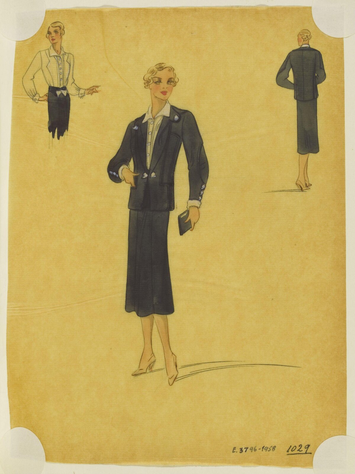 1930s Women's Suit Fashion Sketch