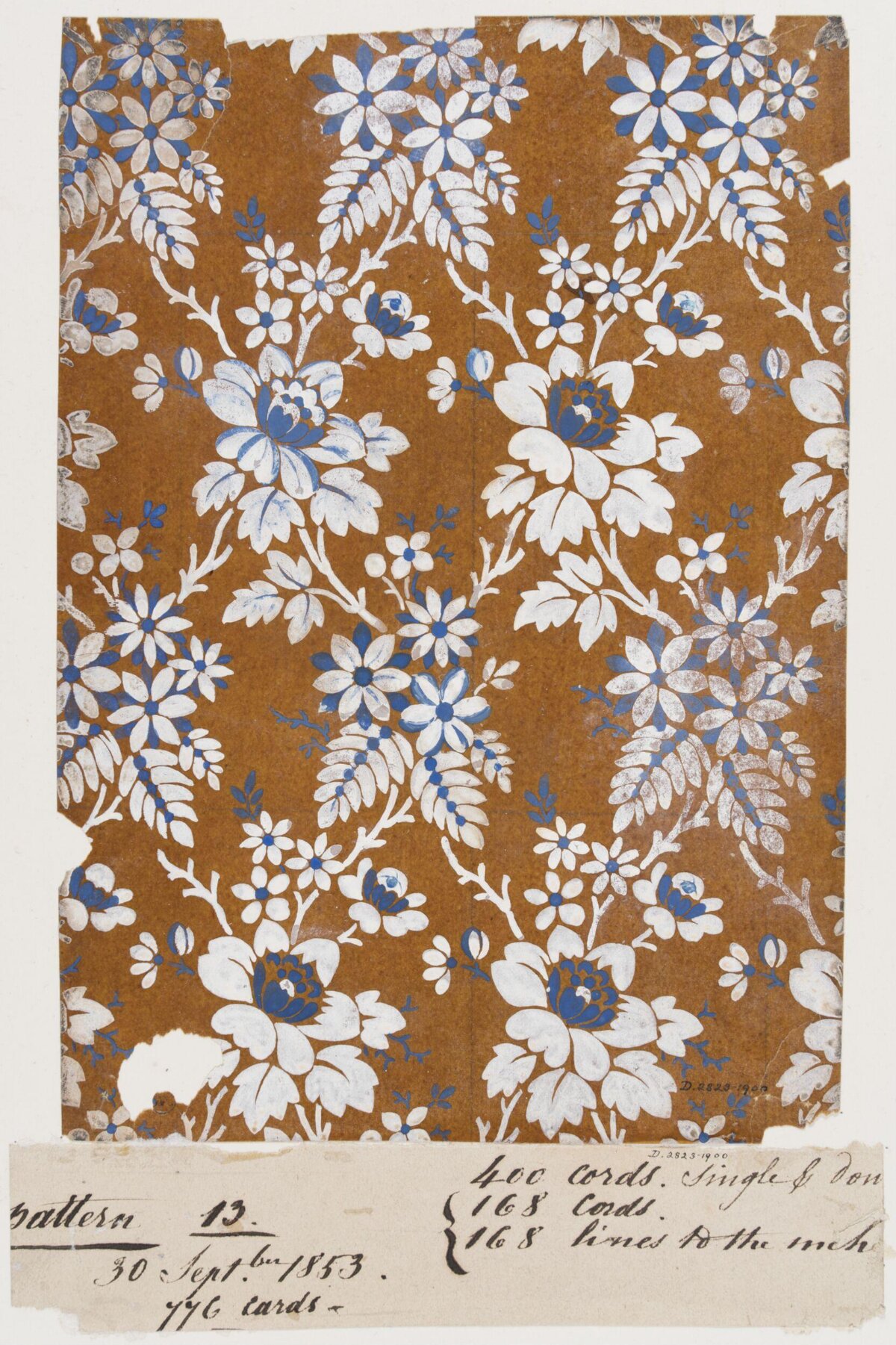 1853 Antique Floral Textile Pattern Sample