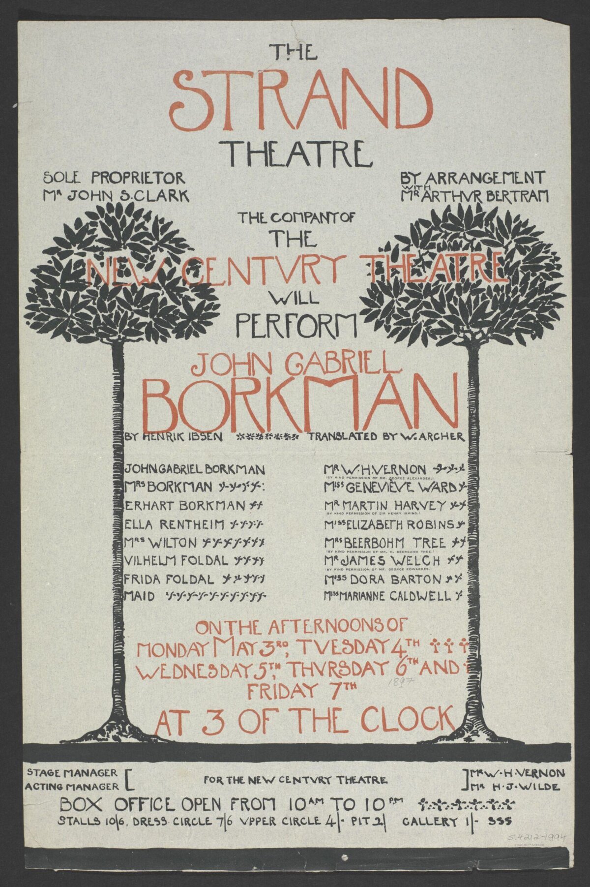 Strand Theatre John Gabriel Borkman Poster