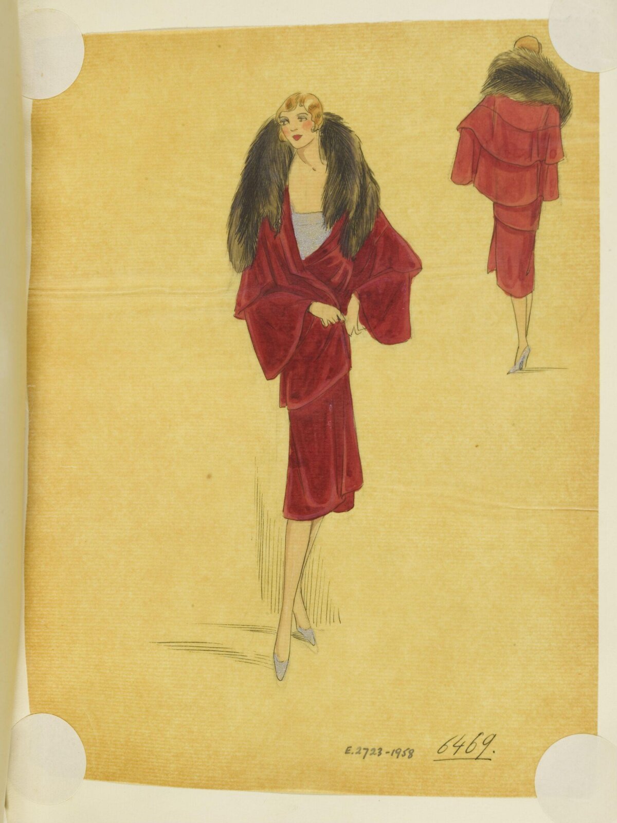 1920s Red Ensemble Fashion Sketch