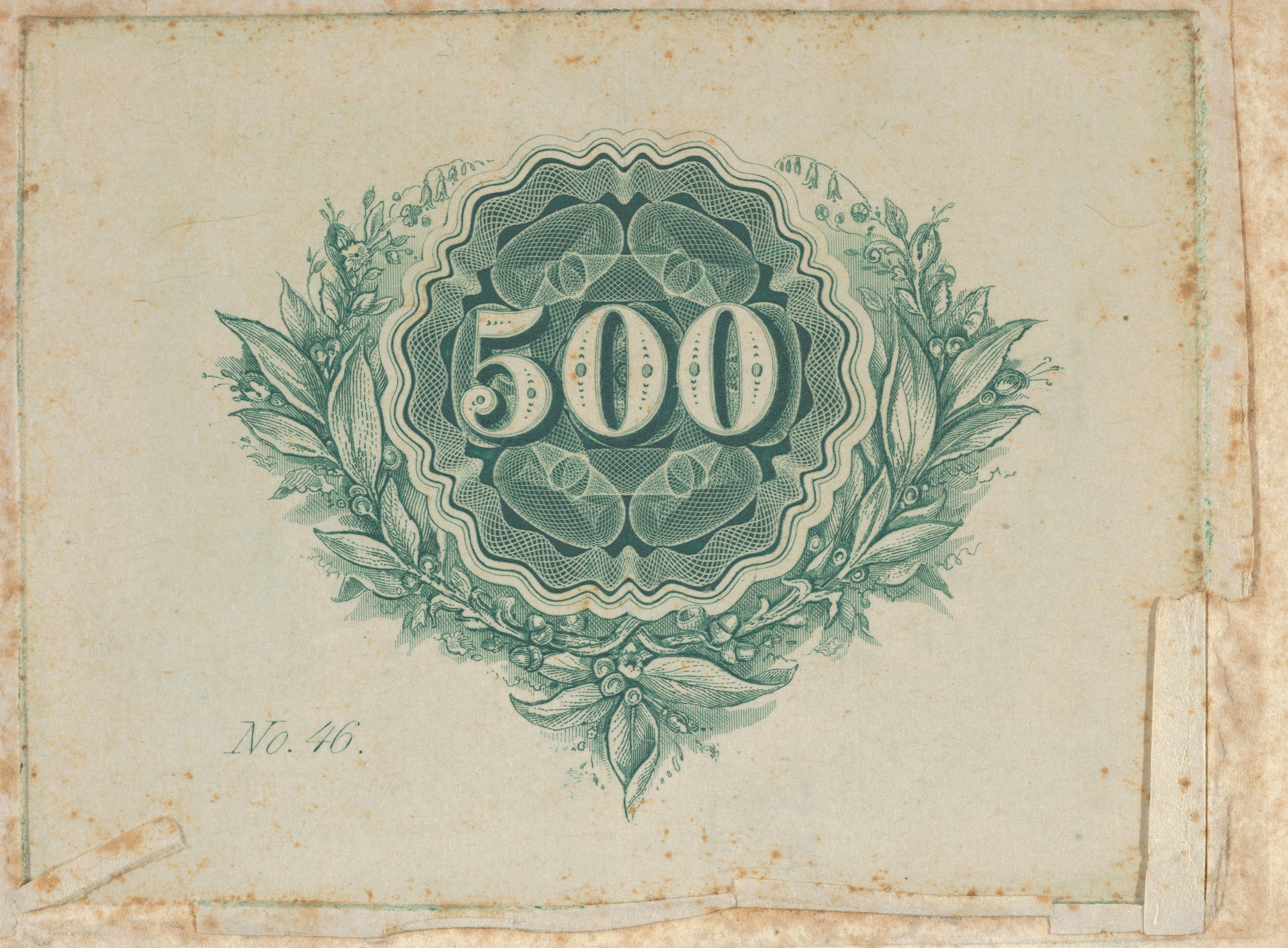 Vintage 500 Banknote Design Proof
