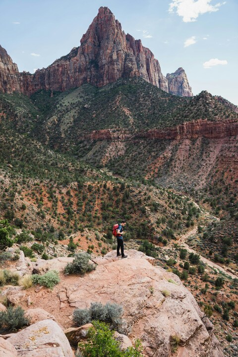 Hiker at Red Rock Mountain Overlook
