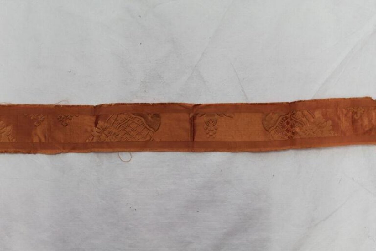 Orange Patterned Antique Textile Strip