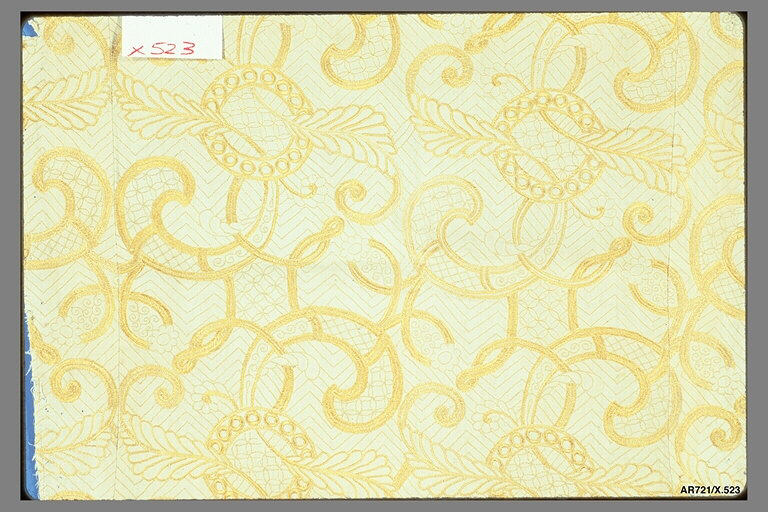 Golden Scroll Embroidered Textile Sample