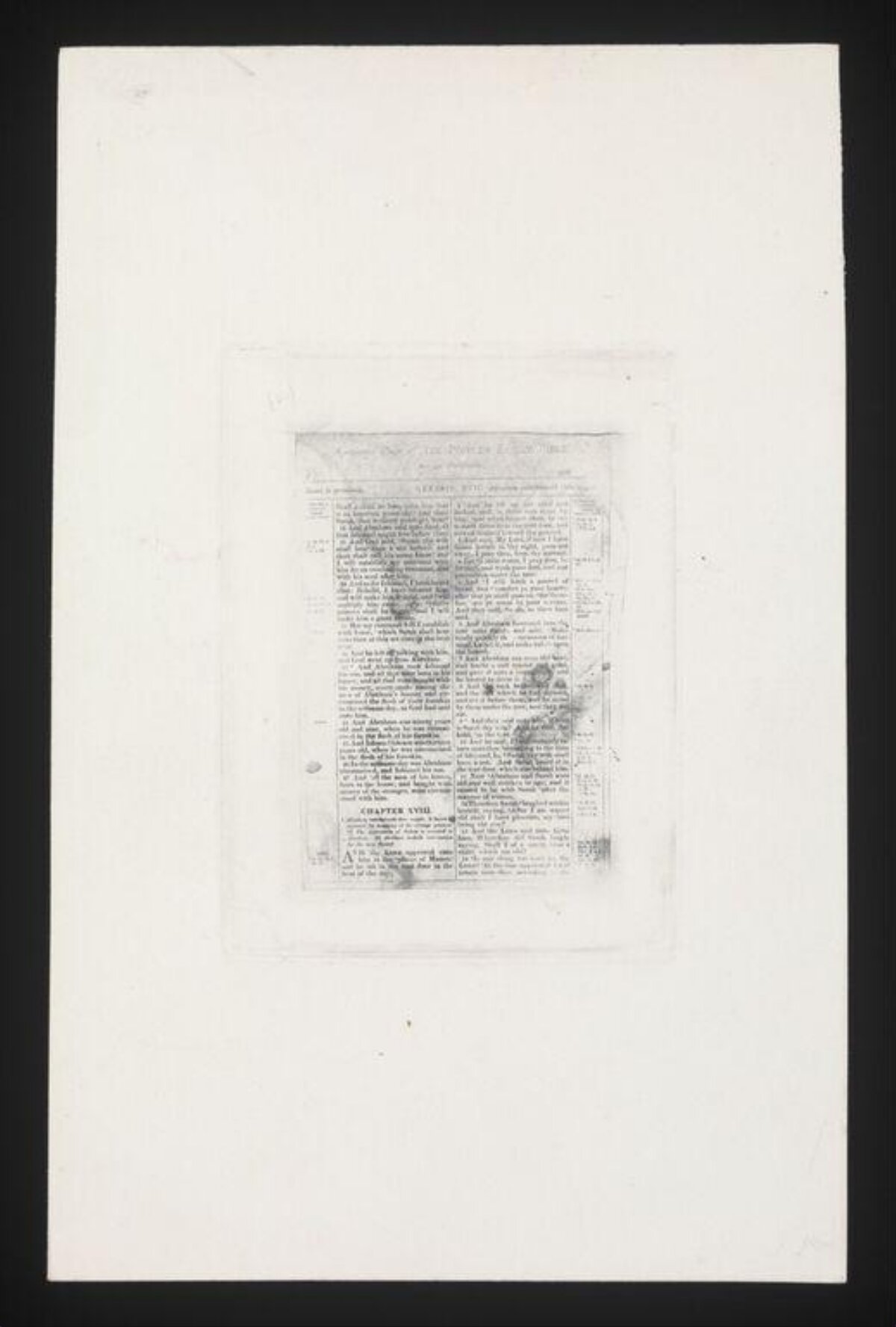 Faded Old Print on White Paper