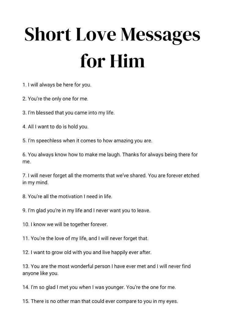 Short Love Messages for Him