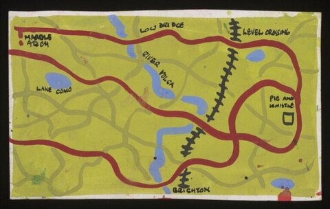 Hand-painted Imaginary Travel Map