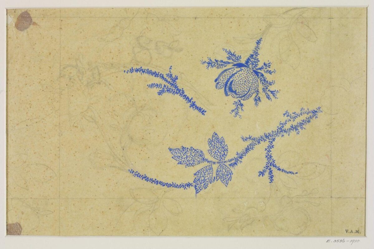 Blue Floral Design Sketch