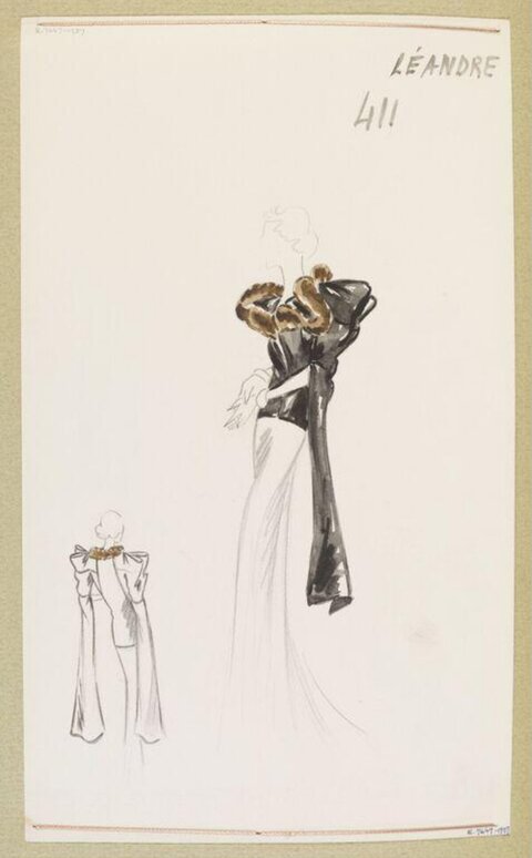 Vintage Gown Fashion Design Sketch