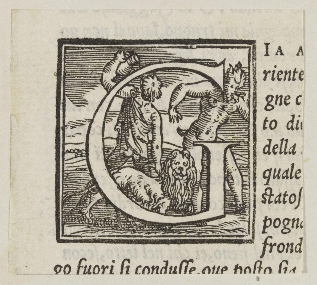 Decorated Initial G Woodcut Print