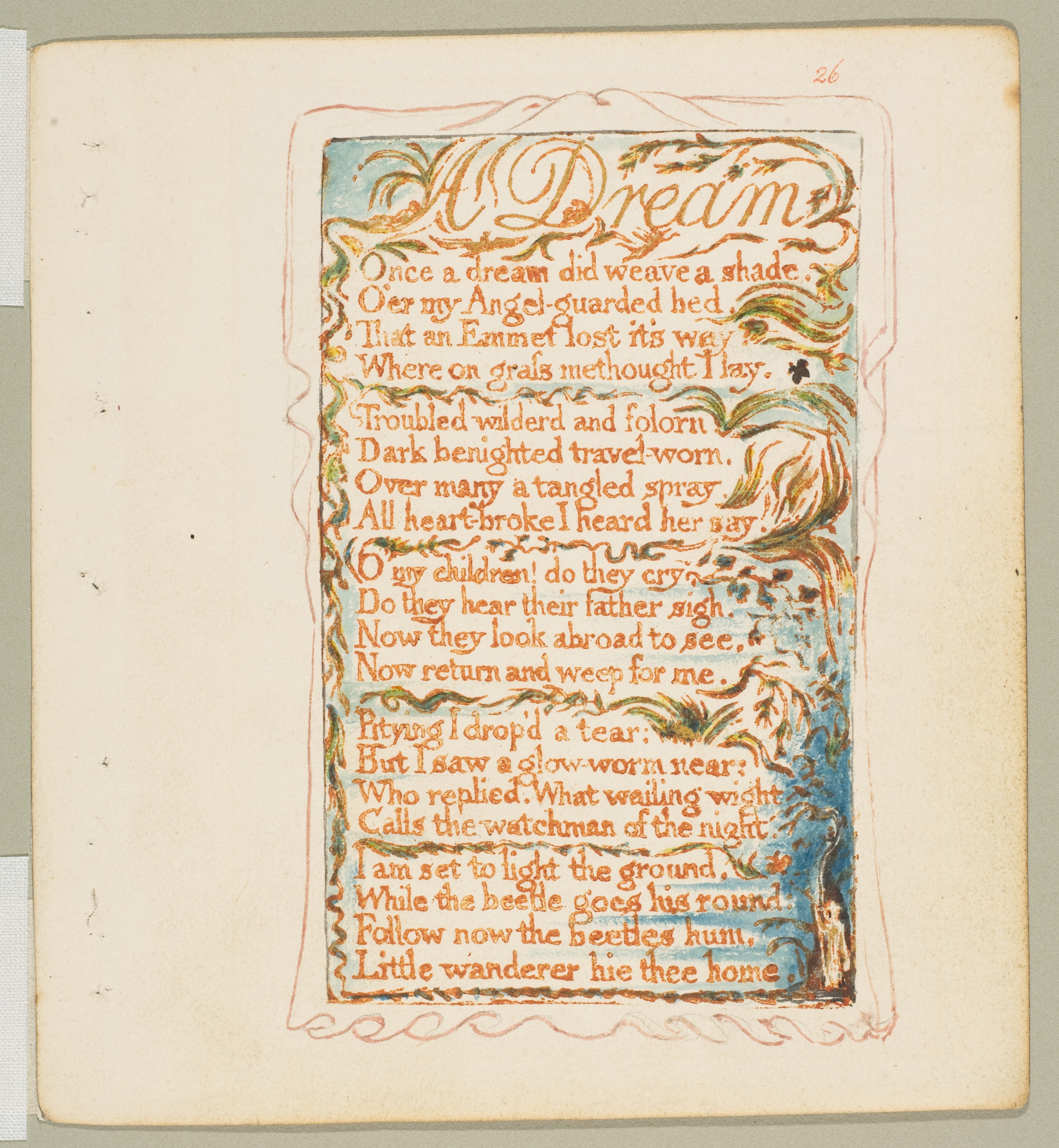 Hand-Colored 'A Dream' Poem Plate