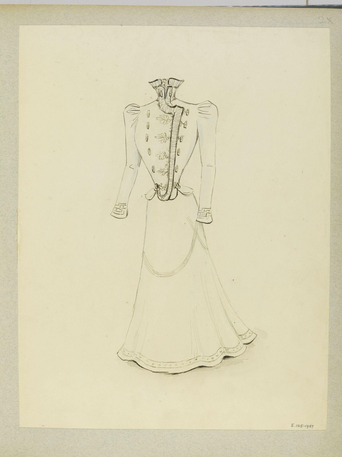 Ink Sketch of Vintage Women's Dress