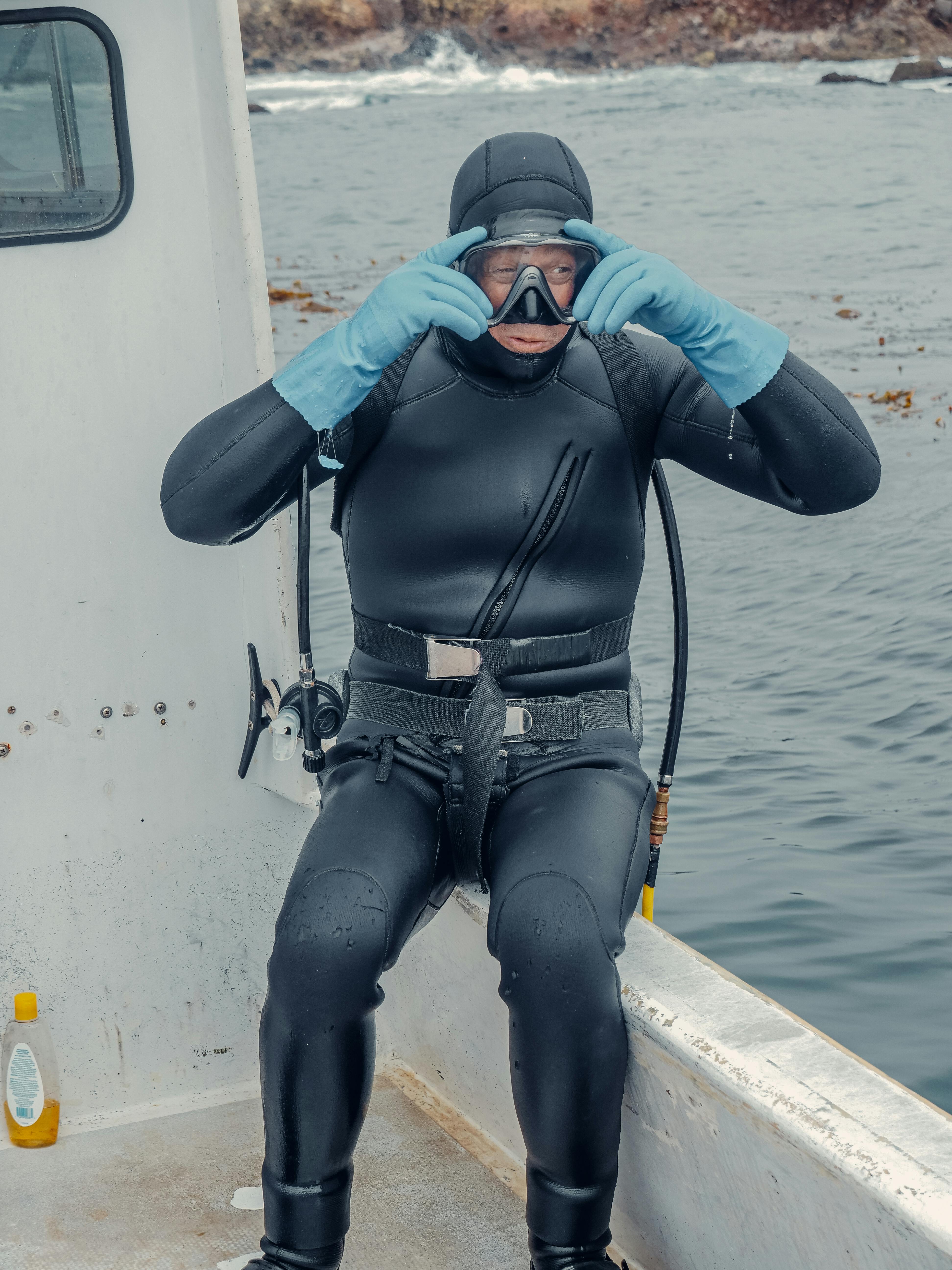 Scuba Diver Preparing on Boat