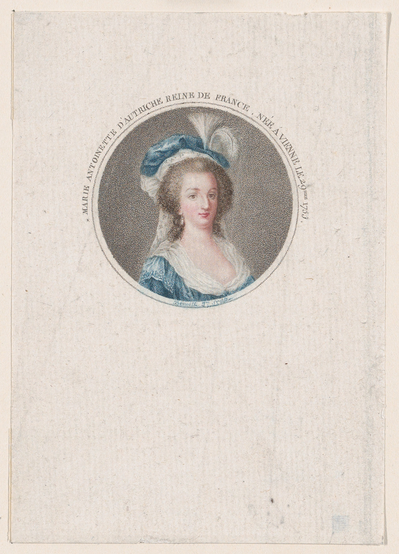Engraved Portrait of Marie Antoinette