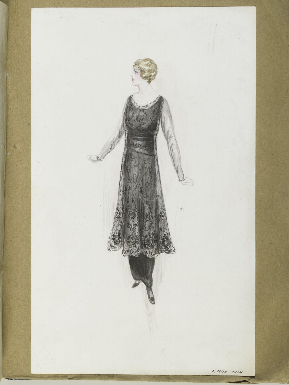 1920s Black Dress Fashion Sketch
