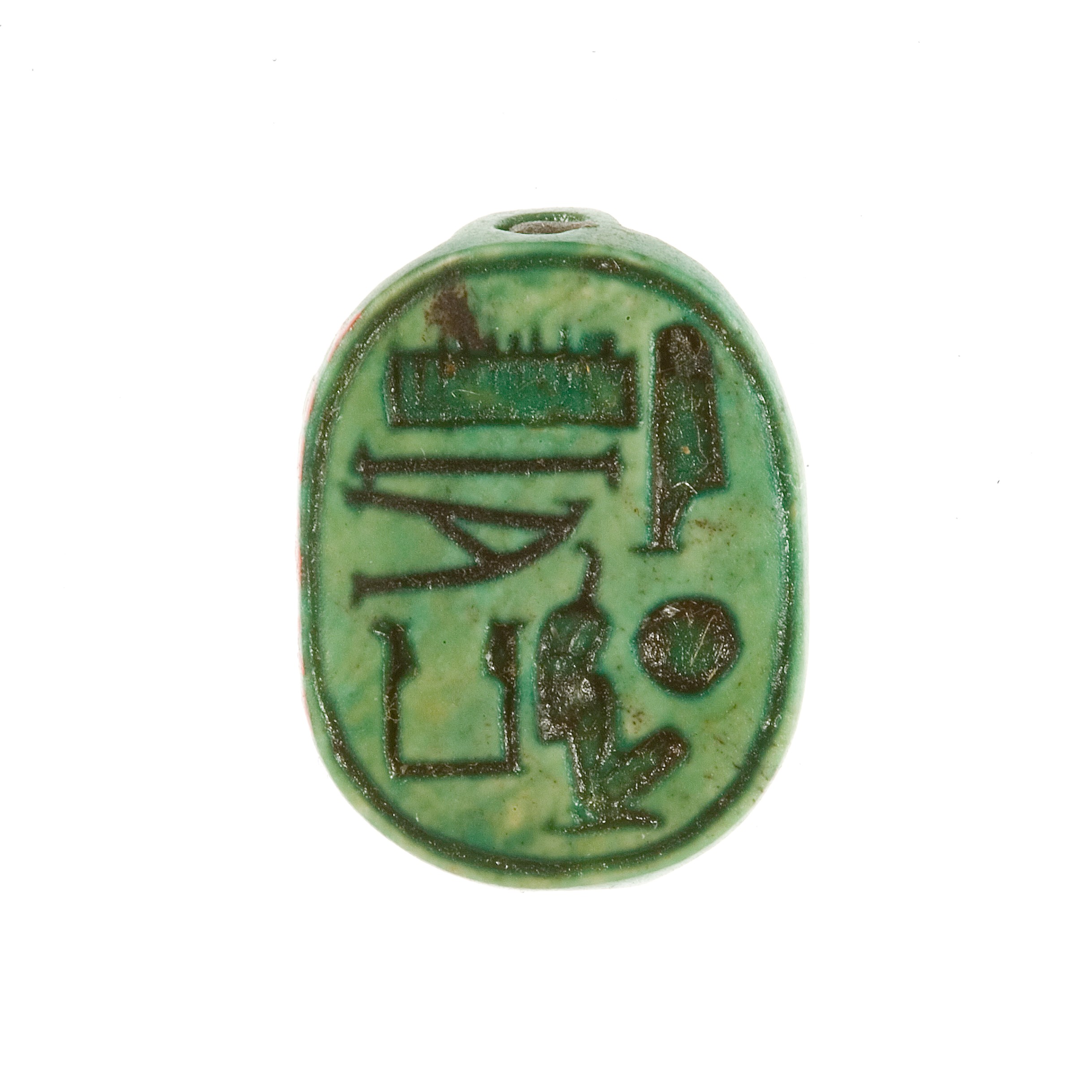 Green Egyptian Scarab with Hieroglyphs