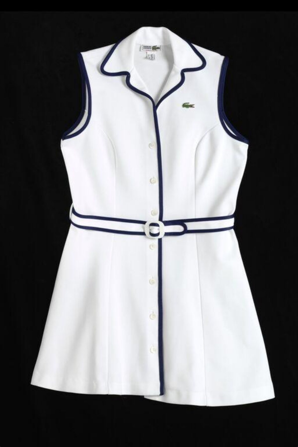 Lacoste White Sleeveless Belted Dress