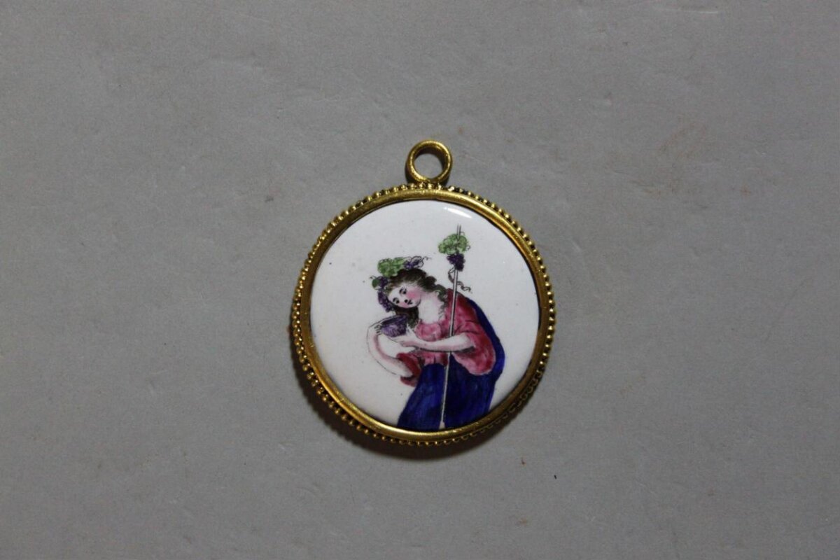 Painted Enamel Woman Pendant
